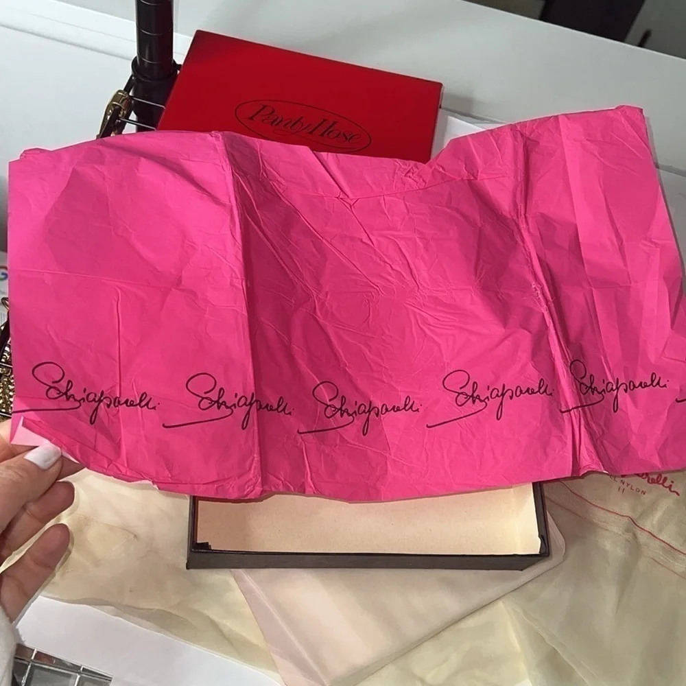 Vintage Schiaparelli 2 PAIR NEW Nylon Stockings in Original Box w Paper One Size